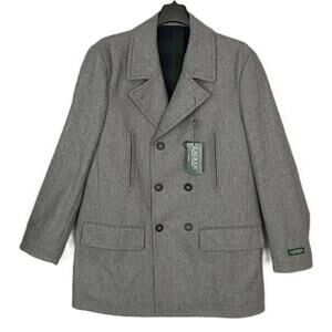 Lauren Ralph Lauren Overcoat Men's 42R Double-Breasted Wool Blend Light Gray NEW
